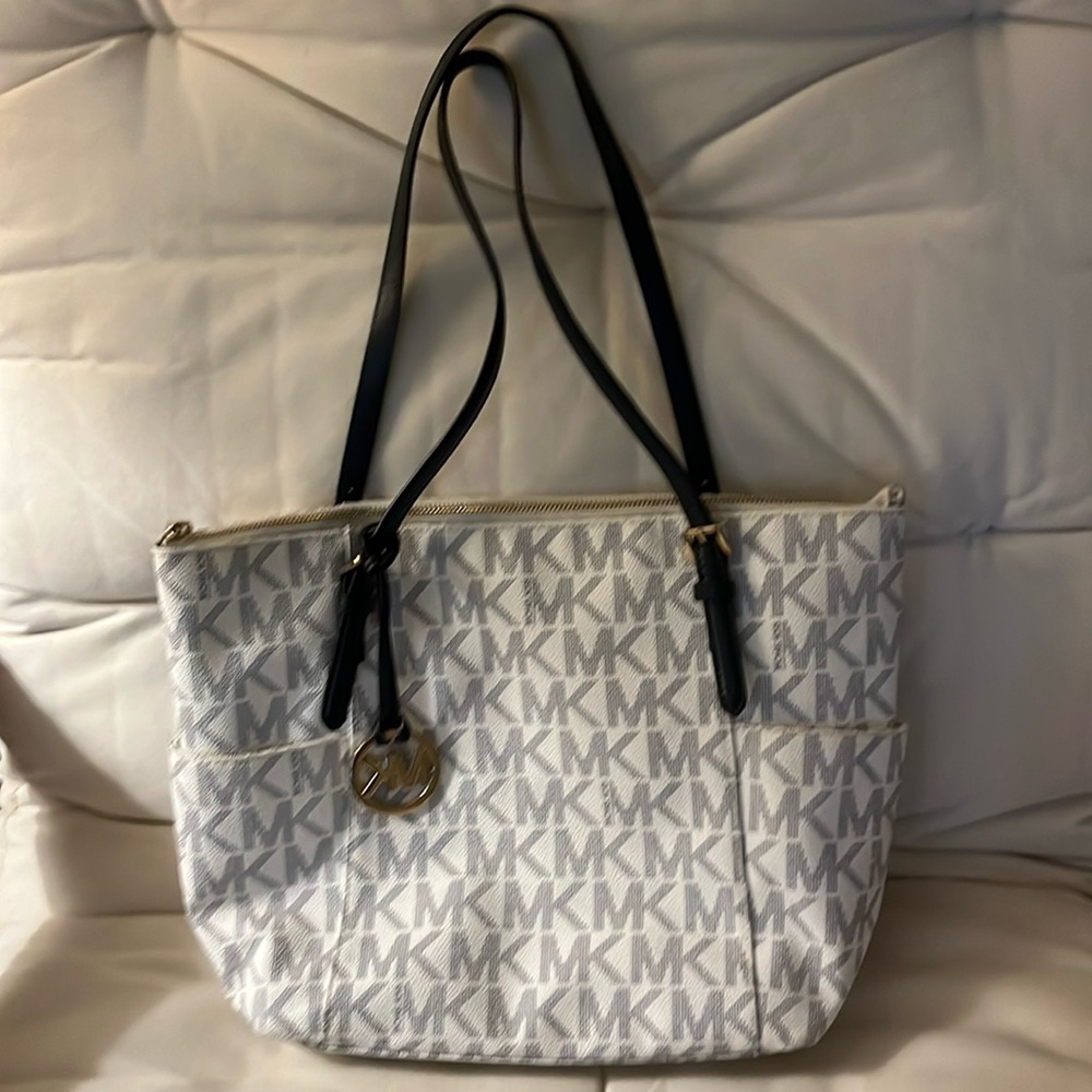 Michael Kors signature navy blue tote/ wallet